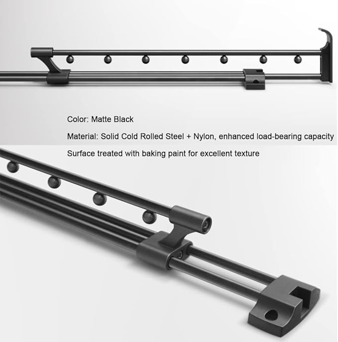 Heavy Duty Extendable Pull Out Closet Rod - Sliding Wardrobe Closet Rod for Increased Storage Space - Hanging Rod Ideal for Clothes, Towels and More - Neat Closet Storage (10.2 inch)