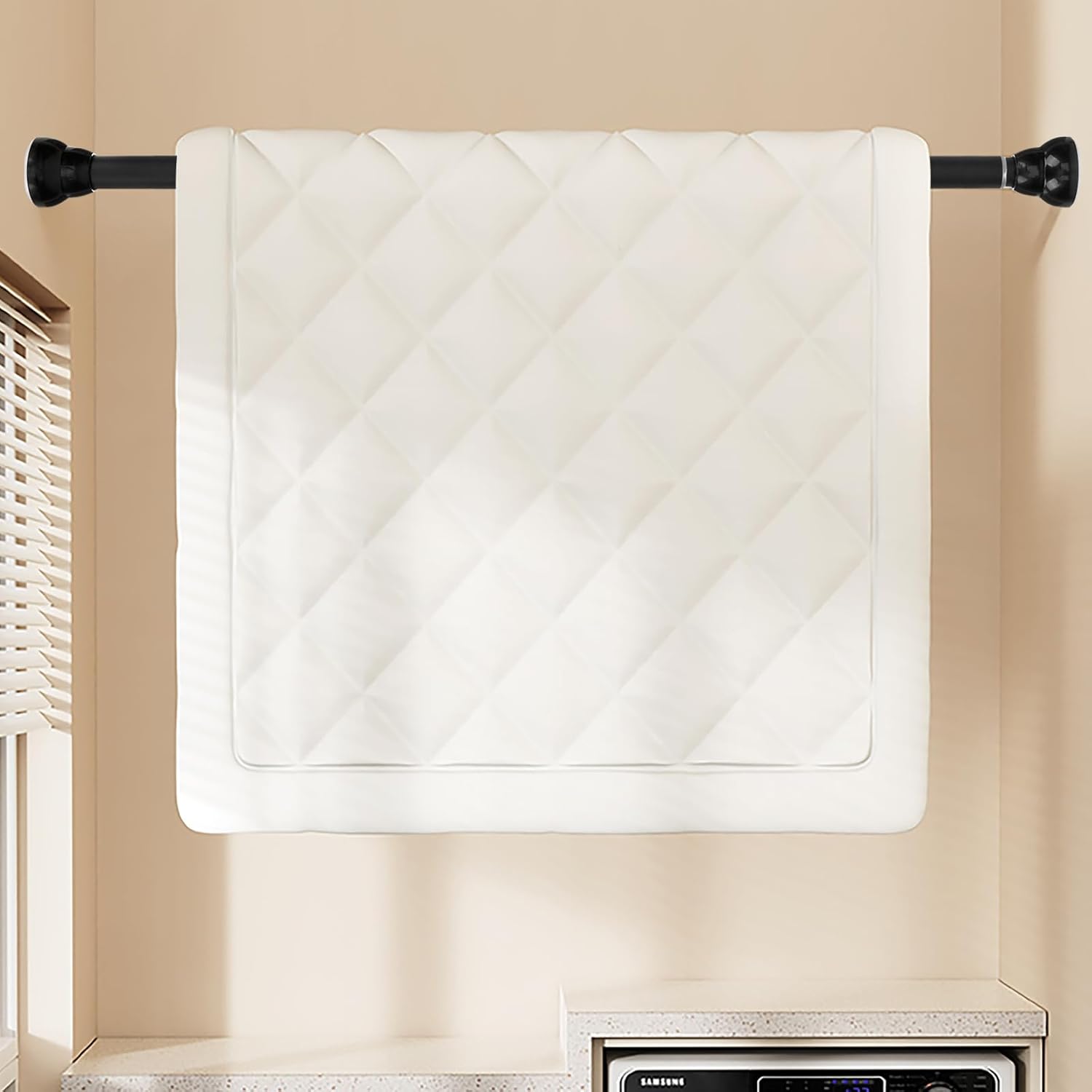 Adjustable Telescopic Shower Curtain Rod Clothes Drying Pole Easy Install No Punching for Bathroom and Closet Expandable
