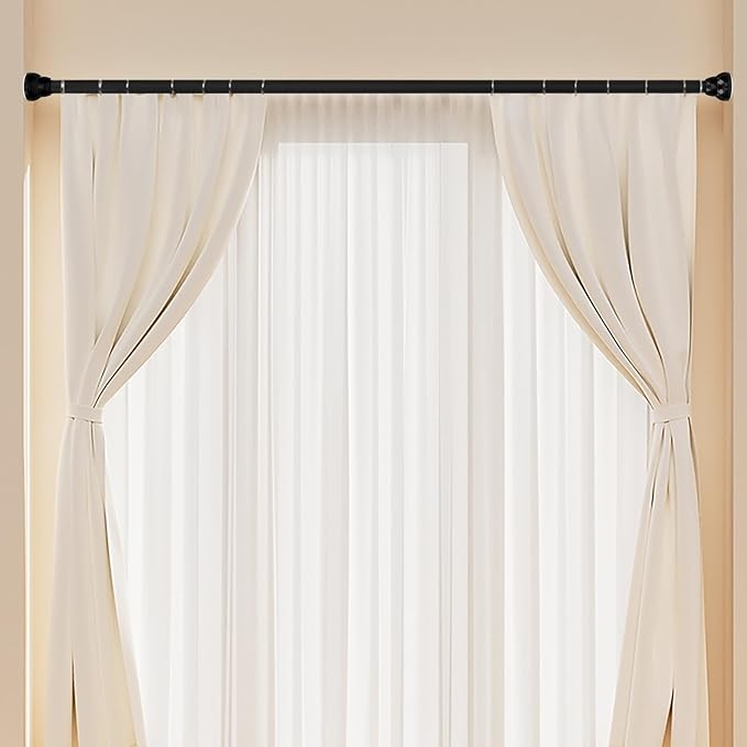 Adjustable Telescopic Shower Curtain Rod Clothes Drying Pole Easy Install No Punching for Bathroom and Closet Expandable