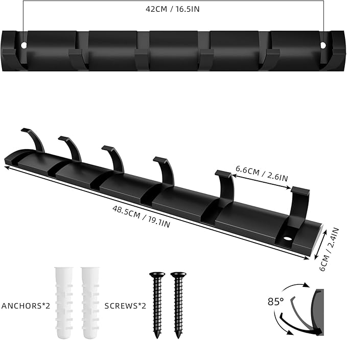 Metal Coat Rack Wall Mount, Black Coat Rail with 6 Retractable Hooks Heavy Duty, Modern Entryway Coat Hook Hanger, Folding Wall Hook Rack for Bathroom, Living Room, Bedroom
