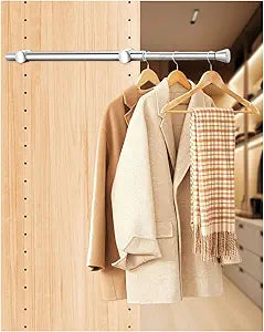 12" Pull-Out Valet Rod for Closet Organization, Add Extra Hanging Space 304 Stainless Steel Closet Rods, Space-Saving Design for Small Closets,Silver