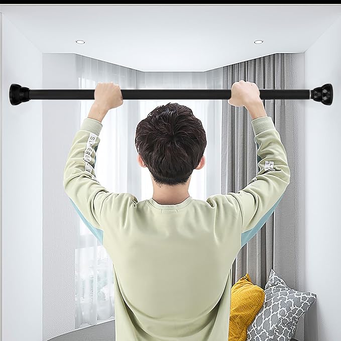 Adjustable Telescopic Shower Curtain Rod Clothes Drying Pole Easy Install No Punching for Bathroom and Closet Expandable