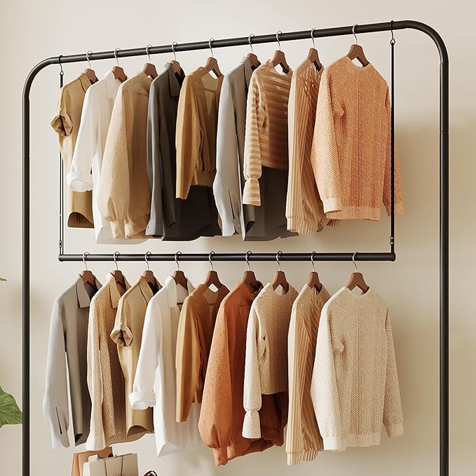 Closet Rods for Hanging Clothes 32'' Black Stepless height adjustment Heavy Duty Closet Rod for Optimize closet storage and organizing space